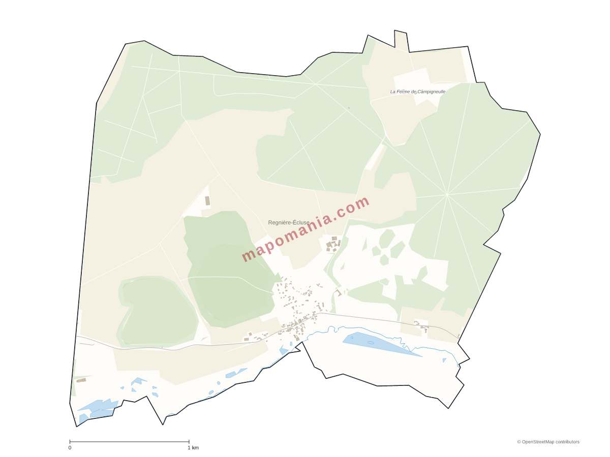 Carte de Regnière-Écluse à personnaliser