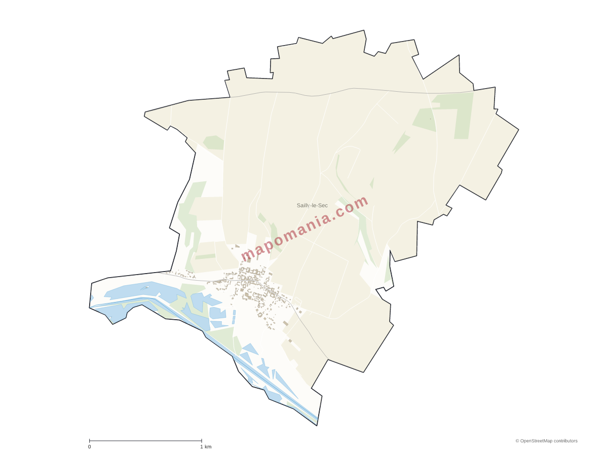 Carte de Sailly-le-Sec à personnaliser