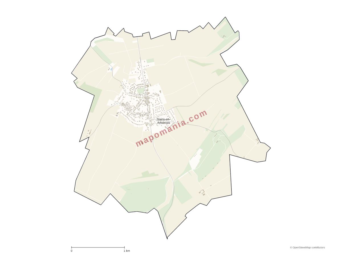 Carte de Sains-en-Amiénois à personnaliser