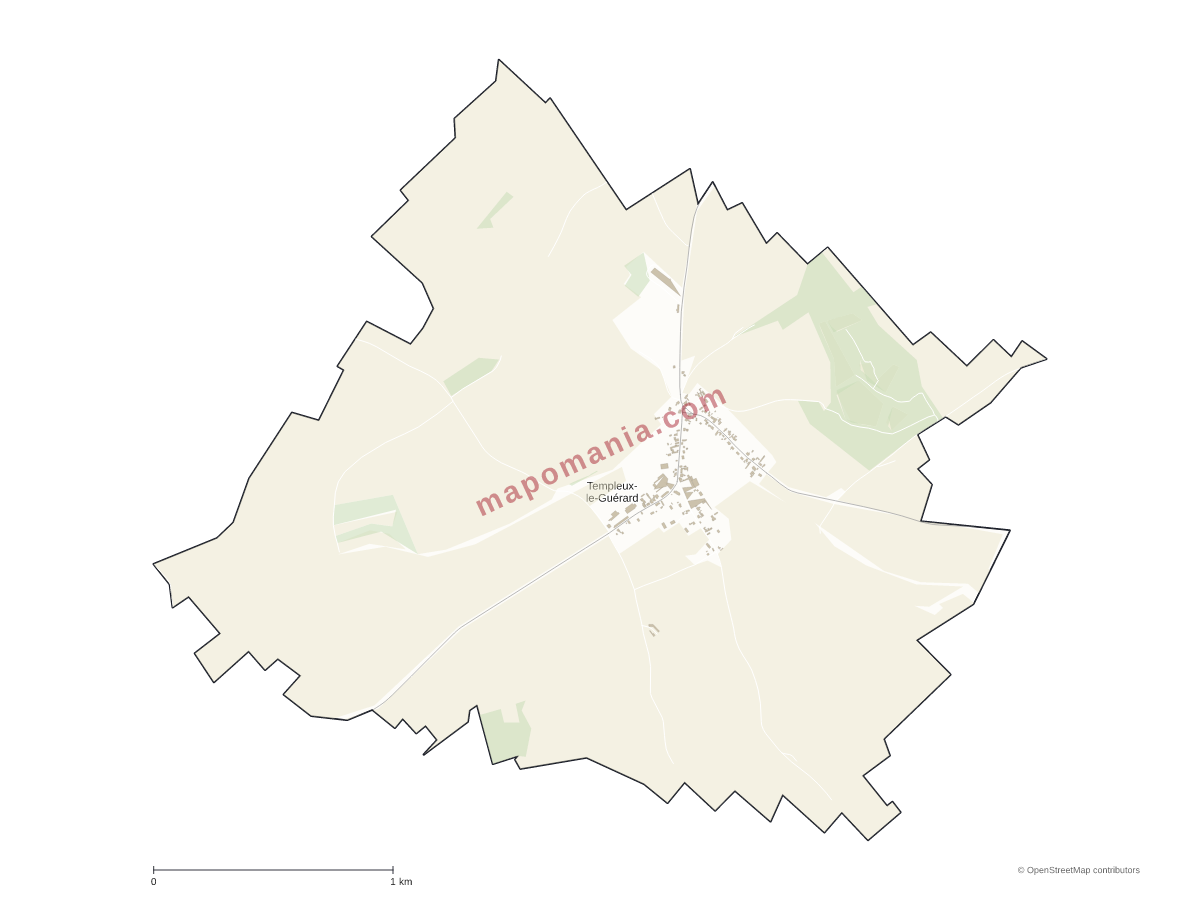 Carte de Templeux-le-Guérard à personnaliser