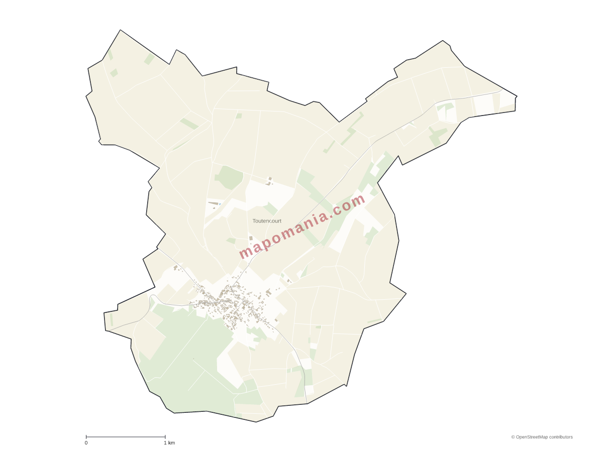 Carte de Toutencourt à personnaliser