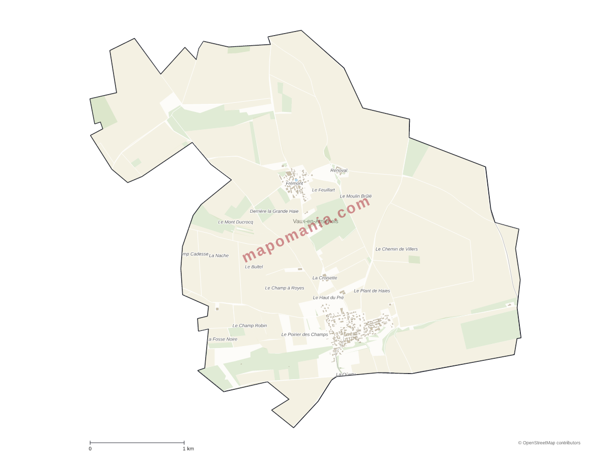 Carte de Vaux-en-Amiénois à personnaliser