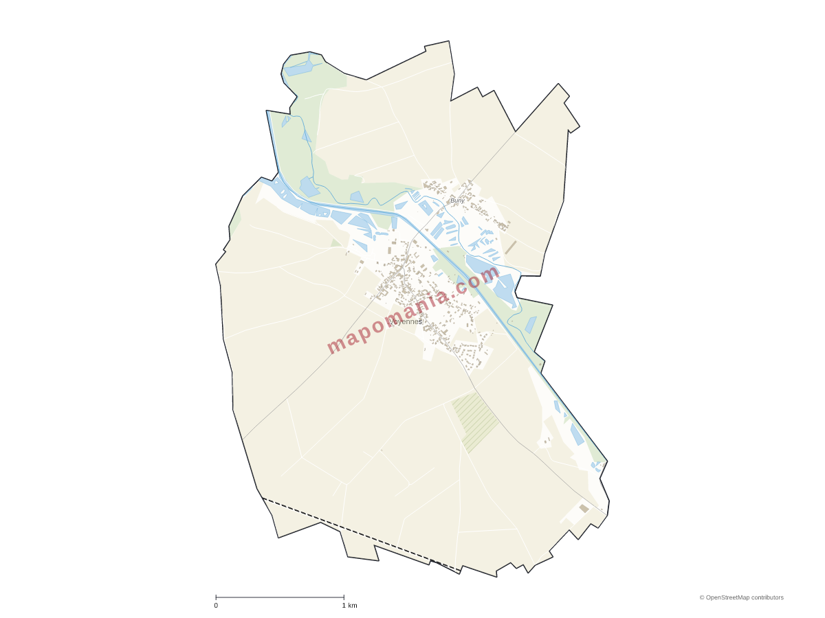 Carte de Voyennes à personnaliser