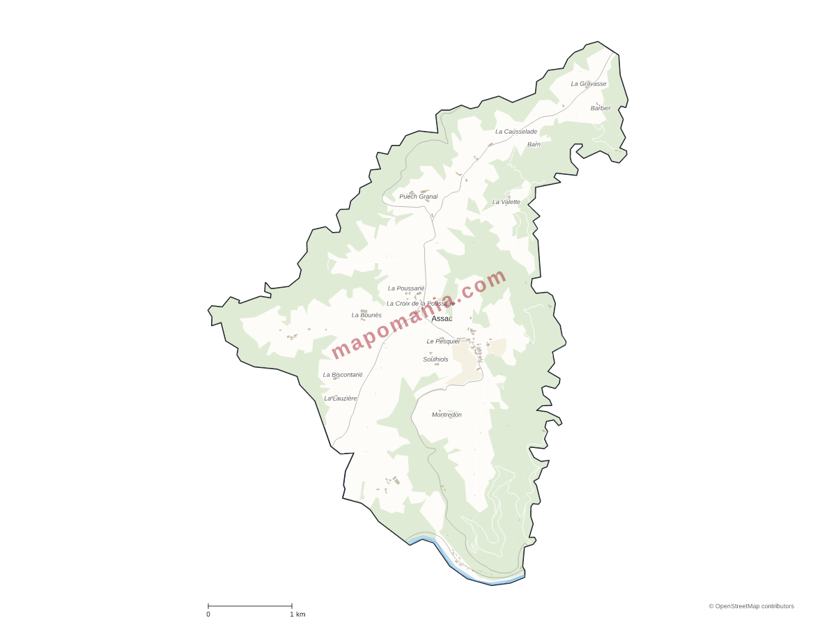 Carte de Assac à personnaliser