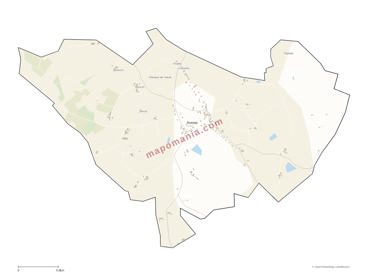 Carte de Aussac à personnaliser
