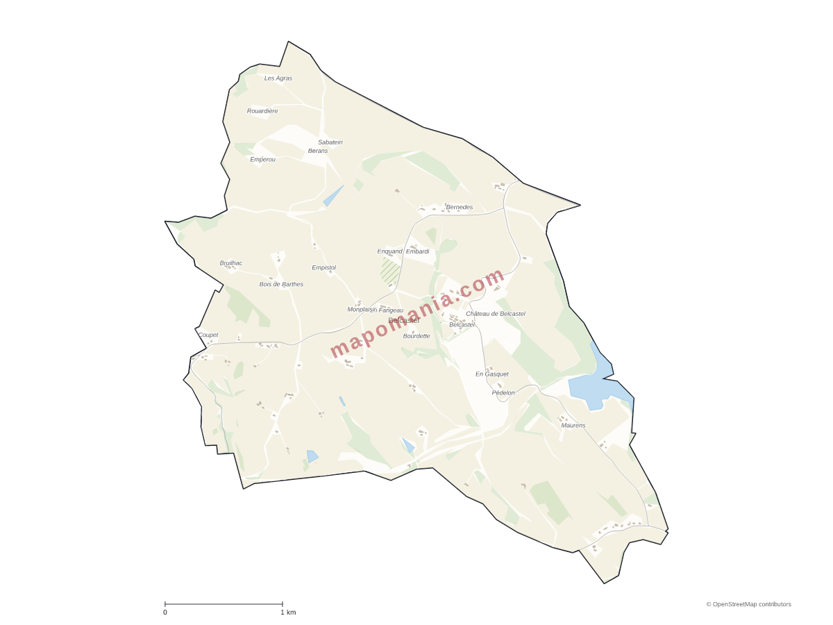 Carte de Belcastel à personnaliser