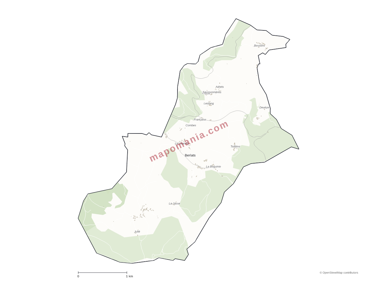 Carte de Berlats à personnaliser