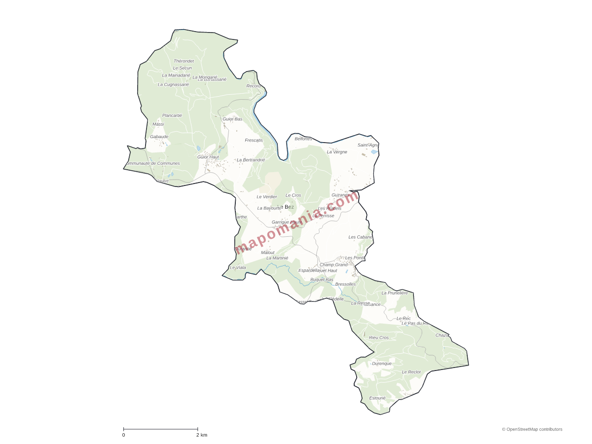 Carte de Le Bez à personnaliser