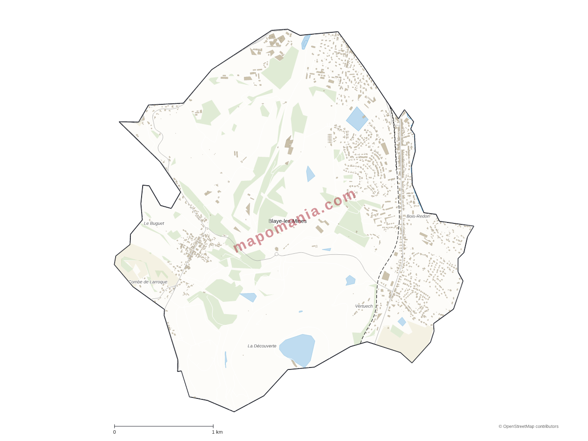 Carte de Blaye-les-Mines à personnaliser