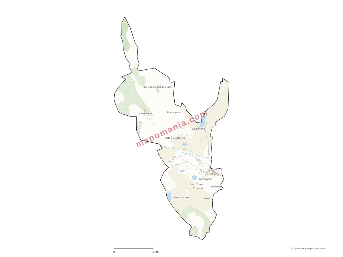 Carte de Les Cabannes à personnaliser