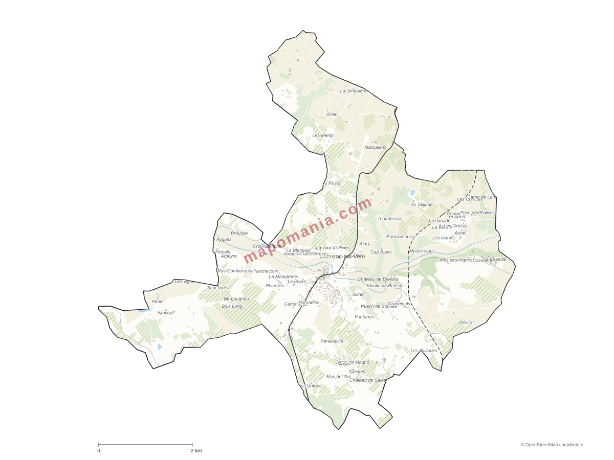 Carte de Cahuzac-sur-Vère à personnaliser