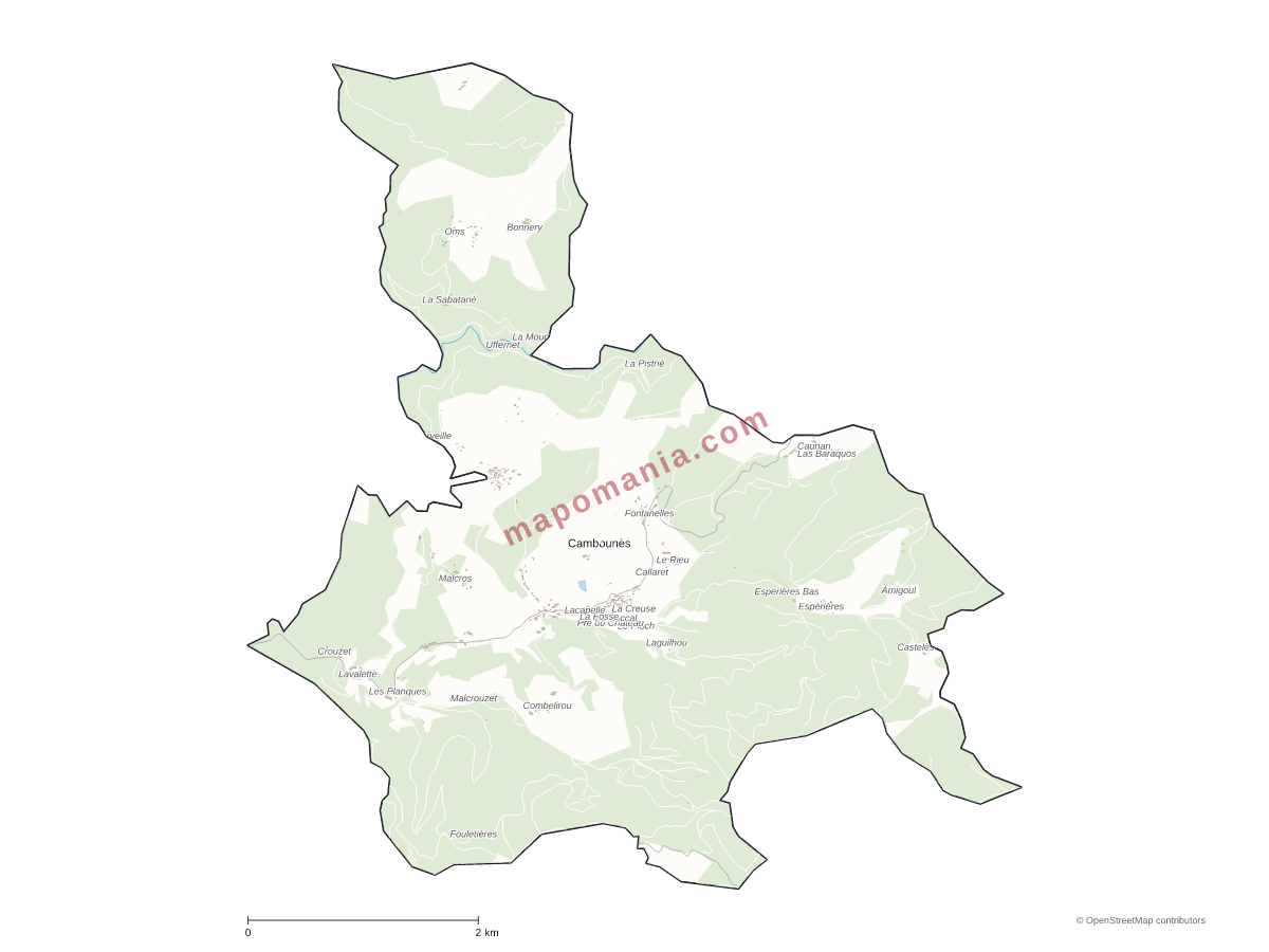 Carte de Cambounès à personnaliser