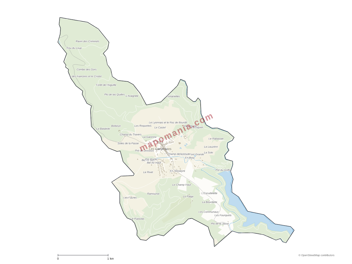 Carte de Les Cammazes à personnaliser