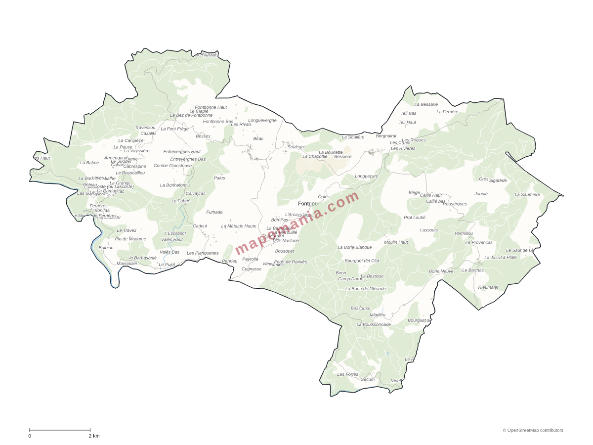 Carte de Fontrieu à personnaliser