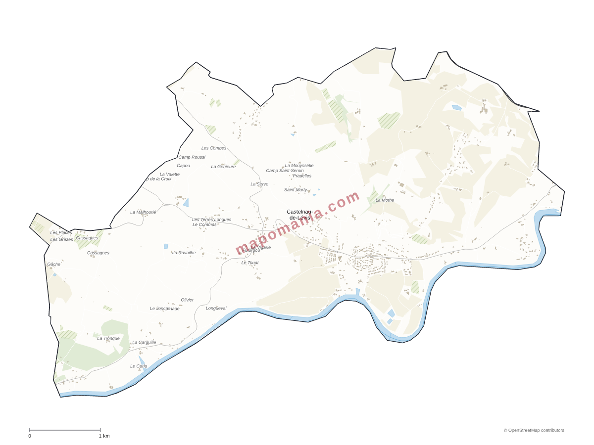 Carte de Castelnau-de-Lévis à personnaliser