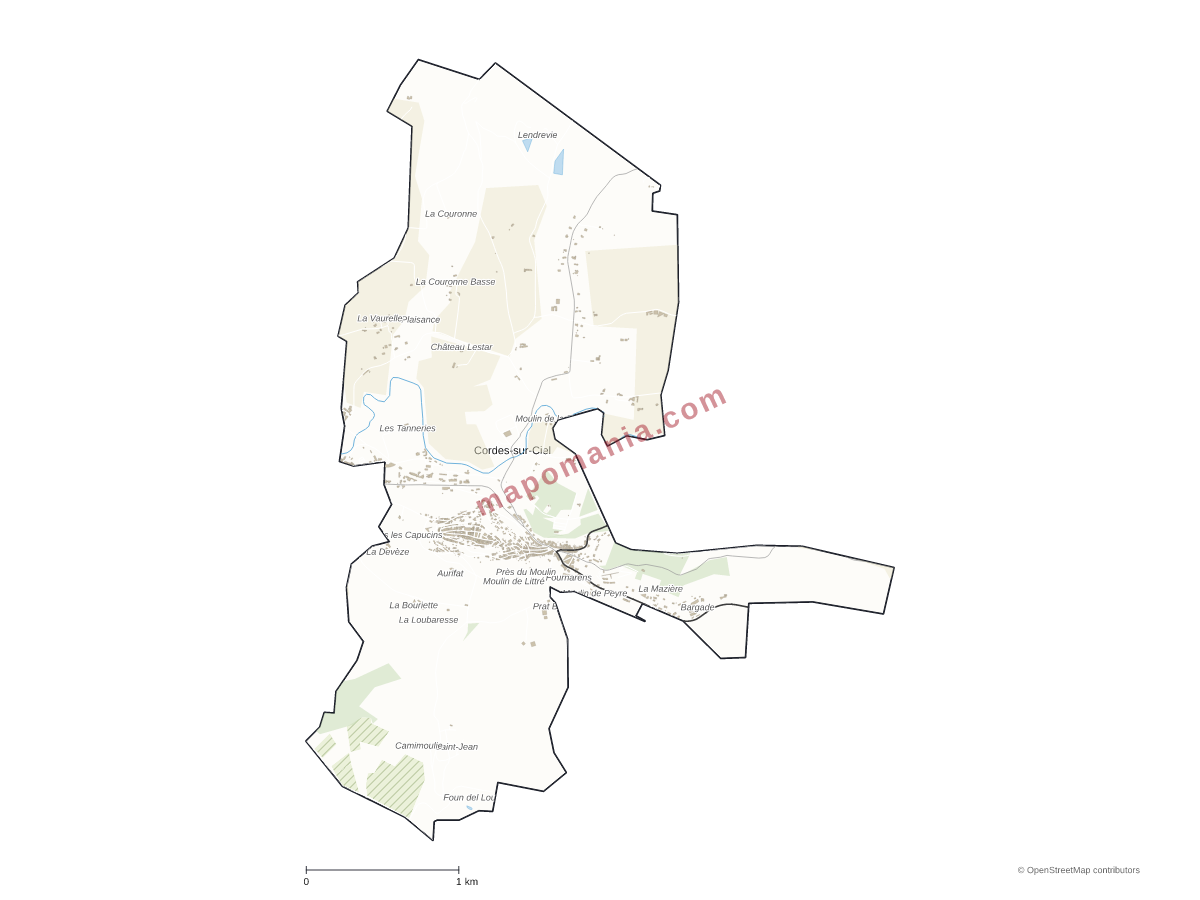 Carte de Cordes-sur-Ciel à personnaliser
