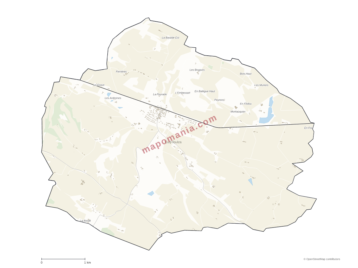 Carte de Cuq-Toulza à personnaliser