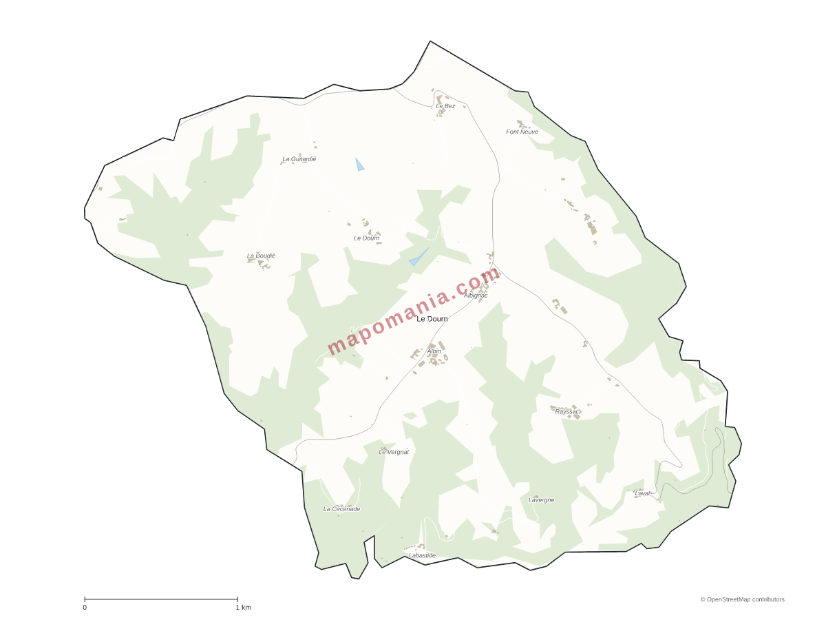 Carte de Le Dourn à personnaliser