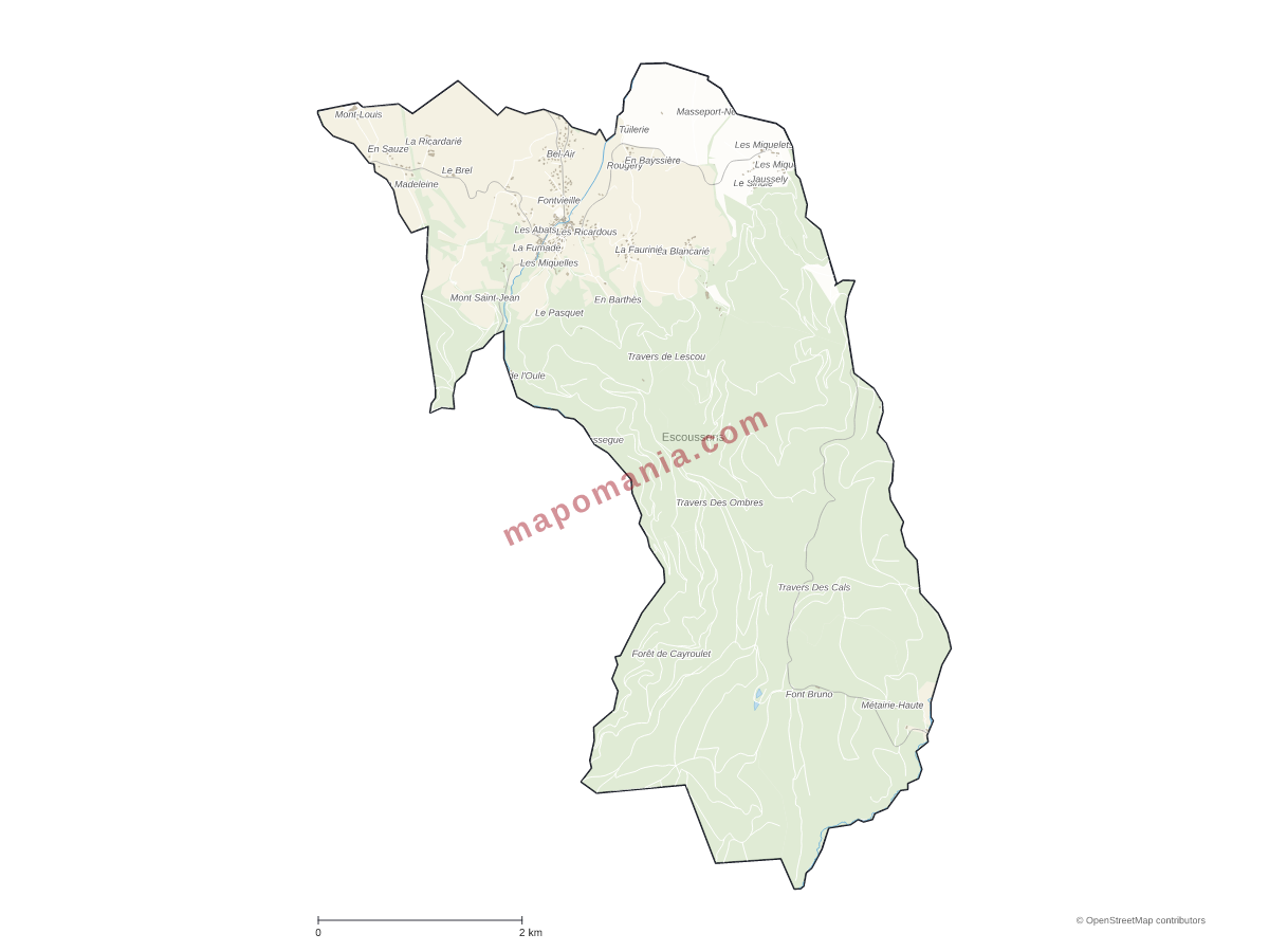 Carte de Escoussens à personnaliser