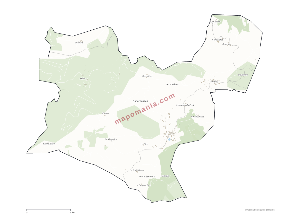 Carte de Espérausses à personnaliser