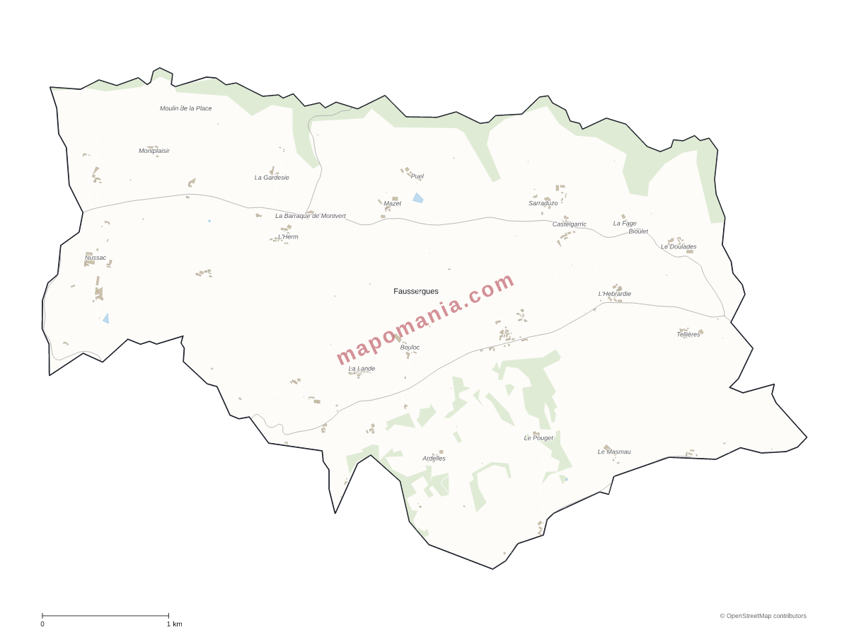 Carte de Faussergues à personnaliser