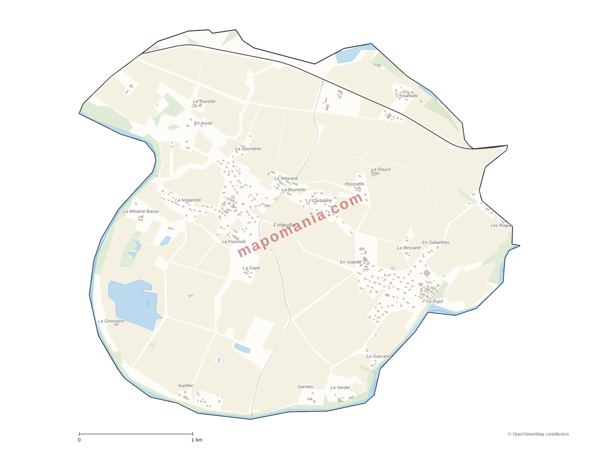 Carte de Fréjeville à personnaliser