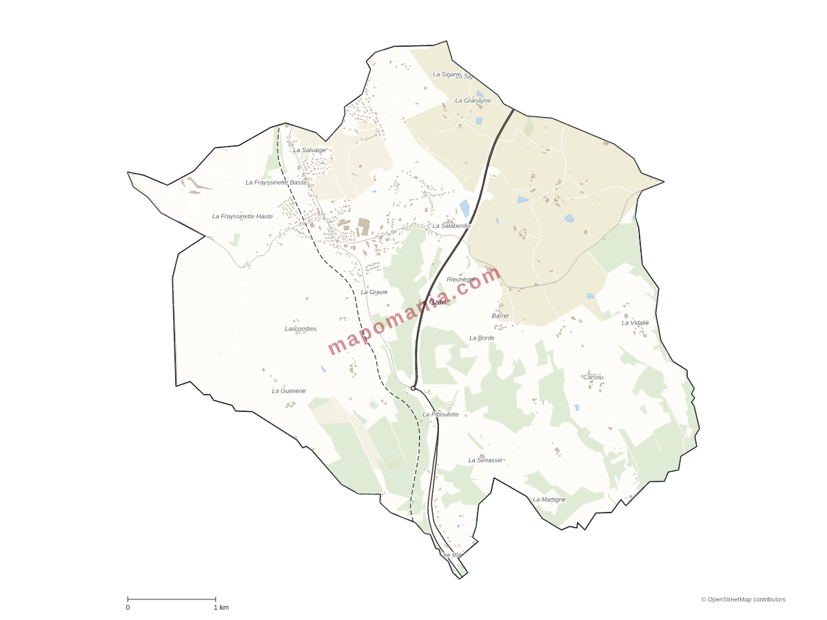 Carte de Le Garric à personnaliser