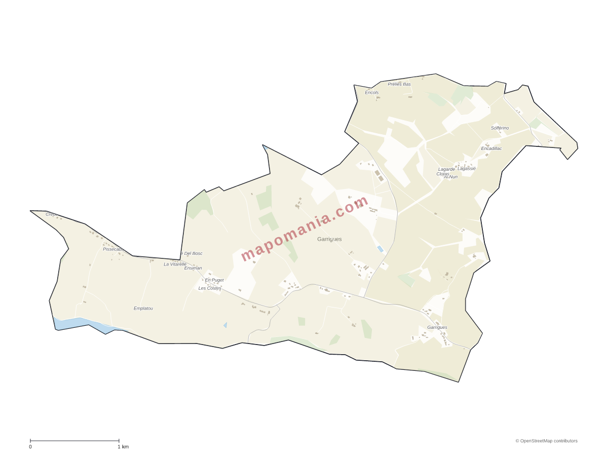 Carte de Garrigues à personnaliser
