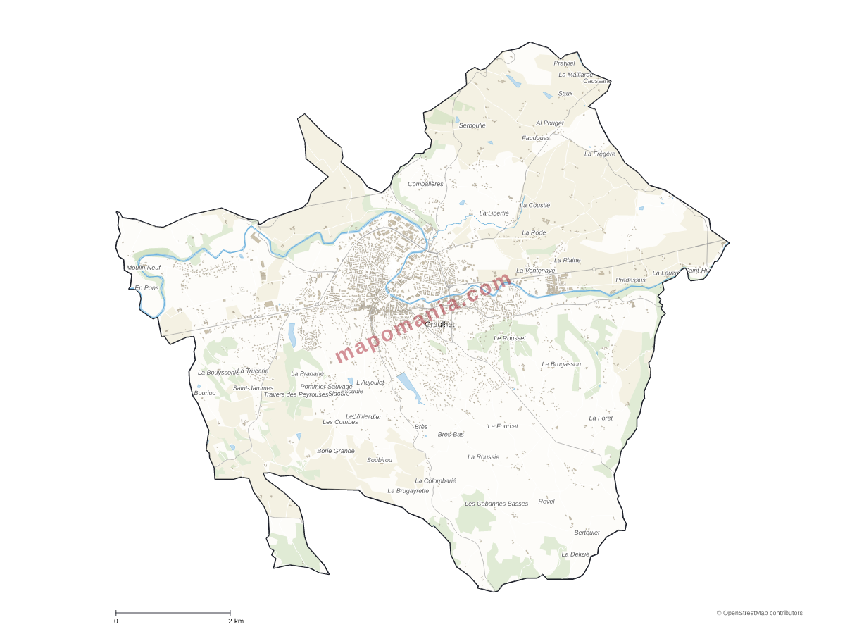 Carte de Graulhet à personnaliser