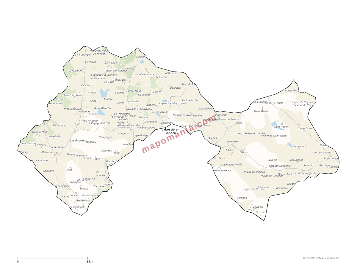 Carte de Labessière-Candeil à personnaliser