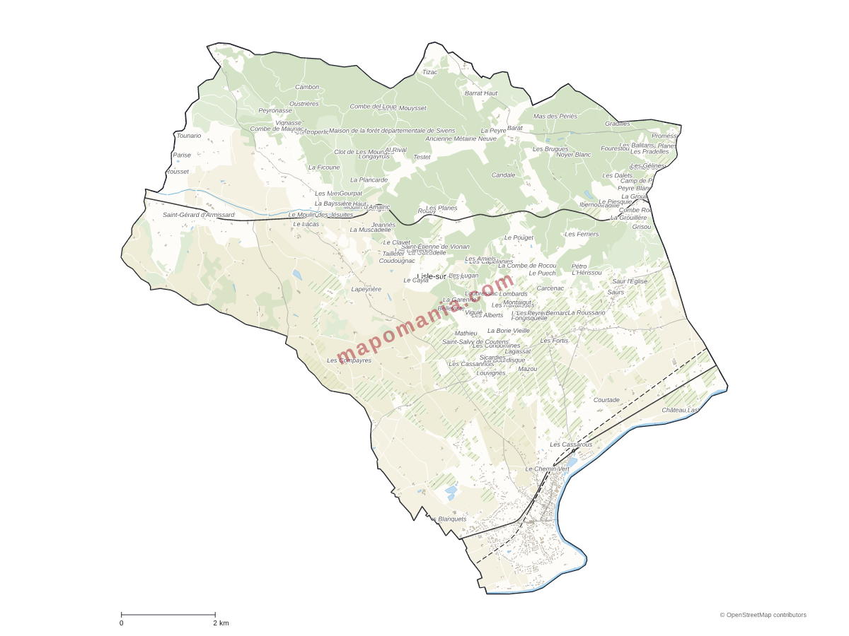 Carte de Lisle-sur-Tarn à personnaliser