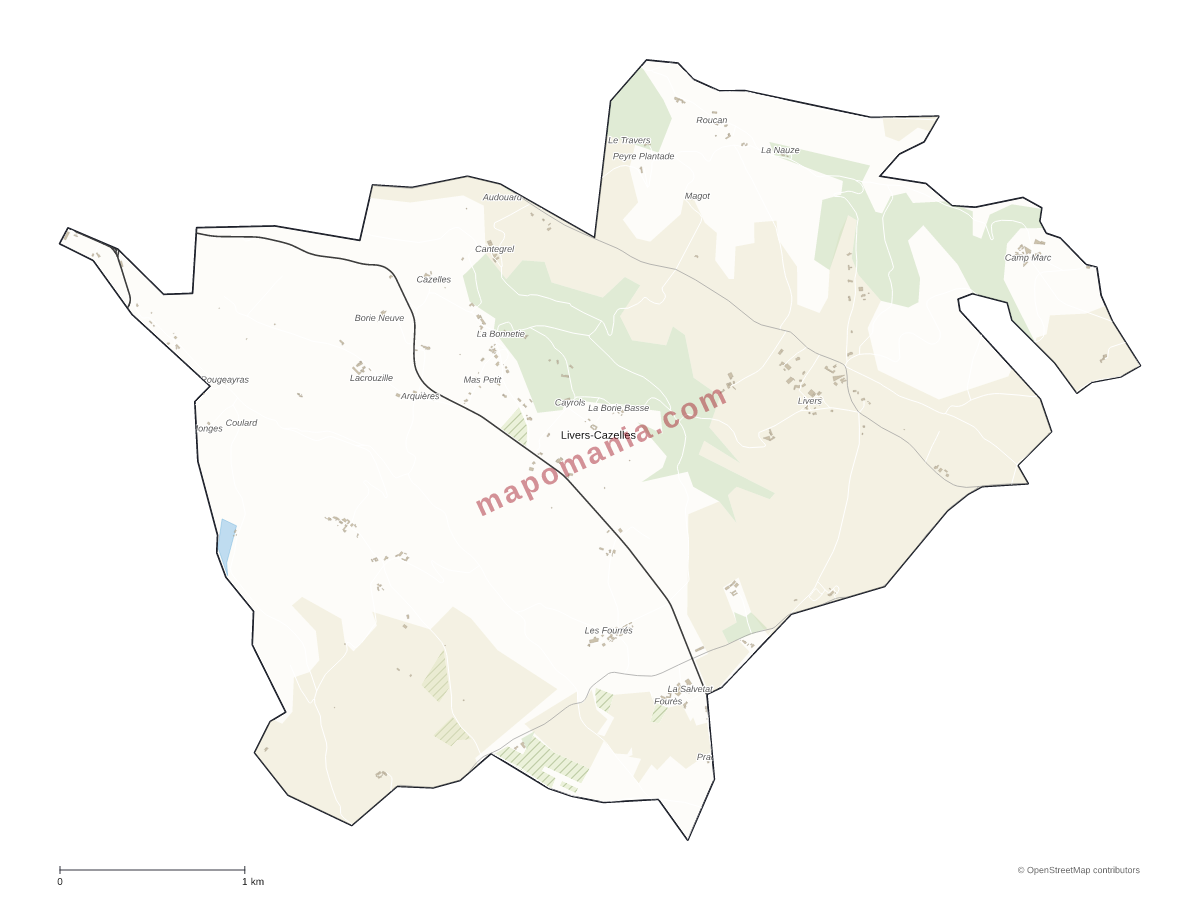 Carte de Livers-Cazelles à personnaliser