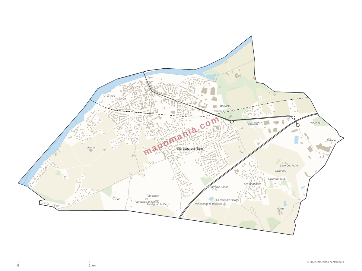 Carte de Marssac-sur-Tarn à personnaliser