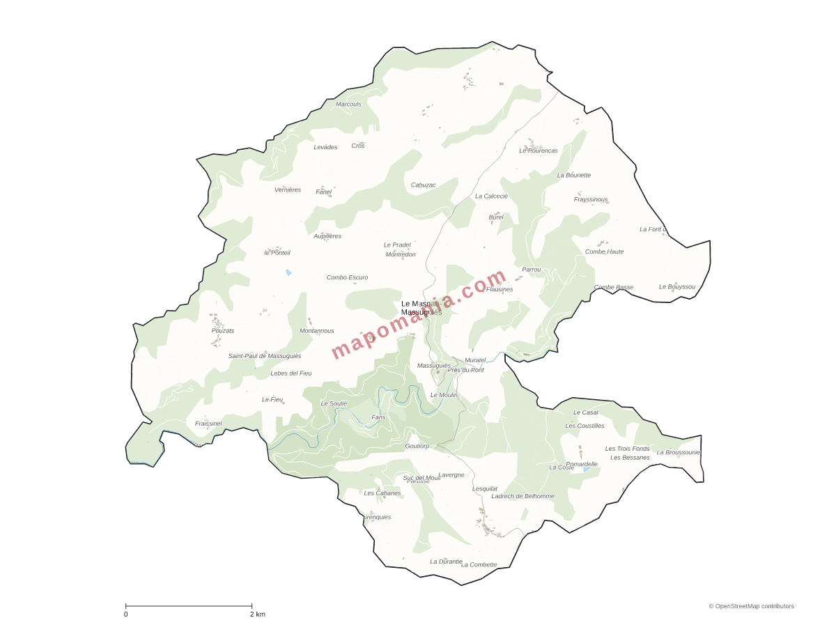 Carte de Le Masnau-Massuguiès à personnaliser