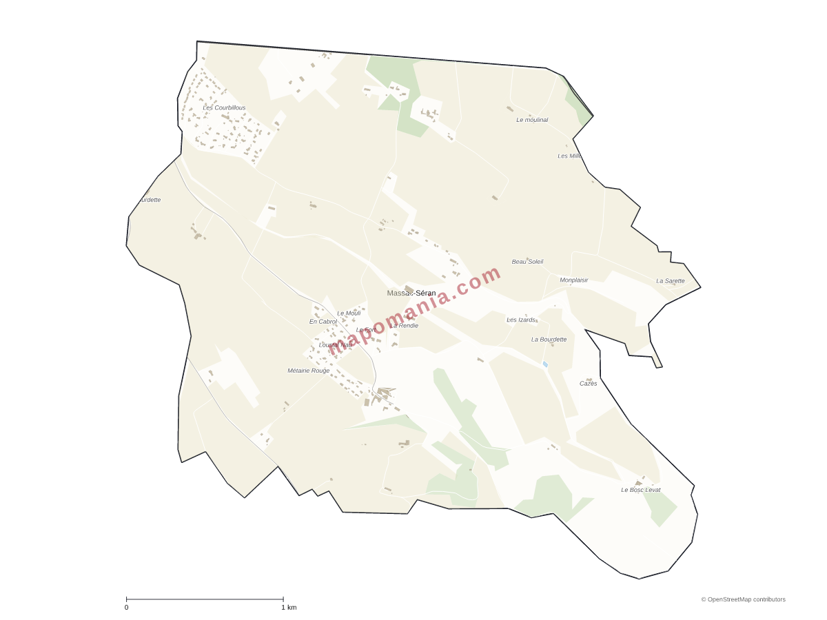 Carte de Massac-Séran à personnaliser