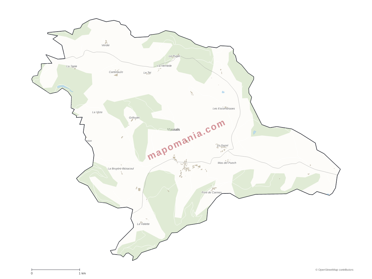 Carte de Massals à personnaliser