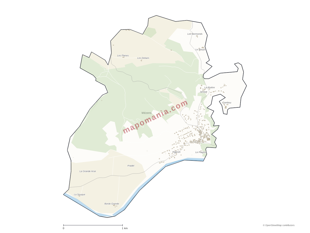 Carte de Mézens à personnaliser