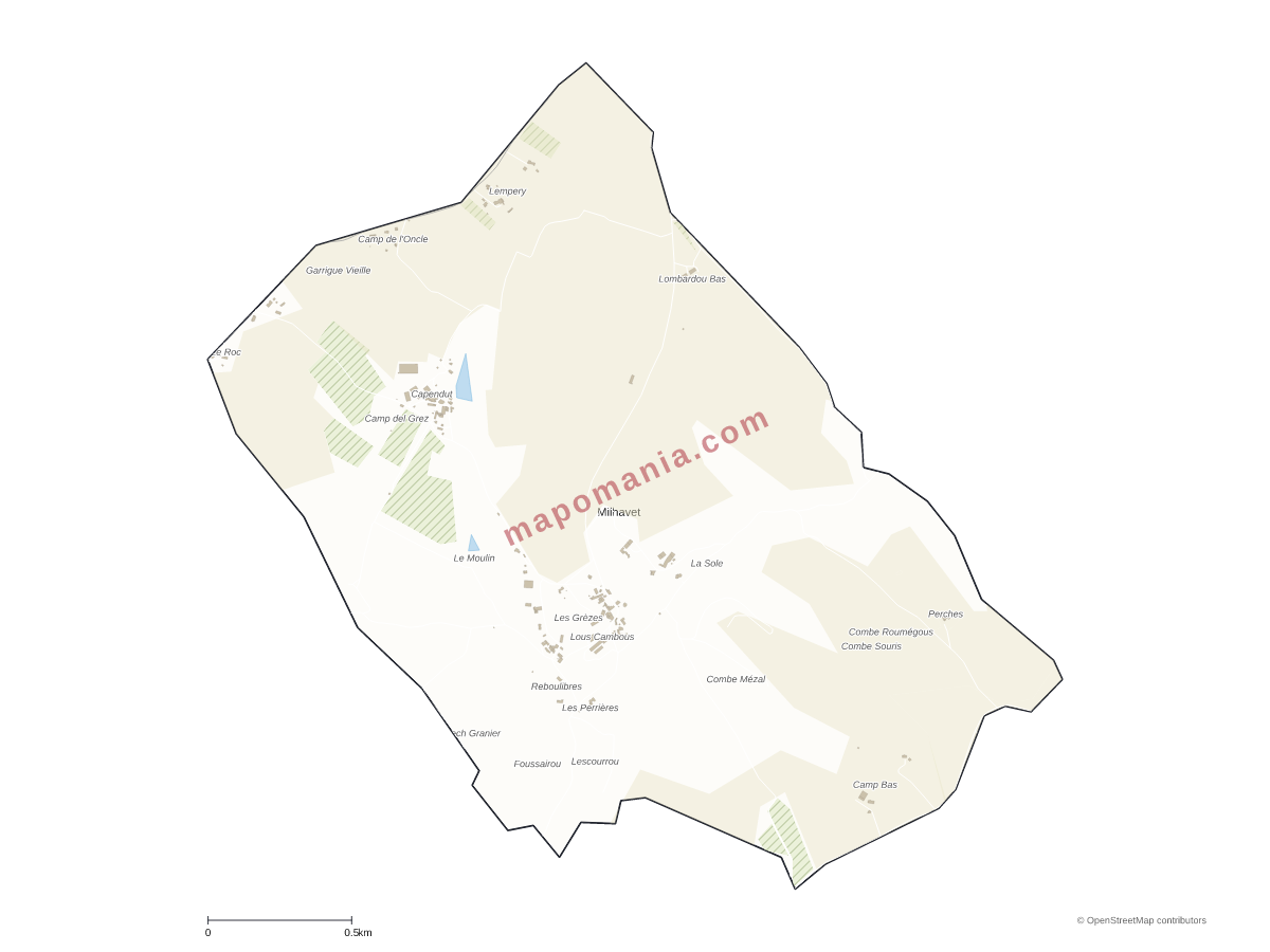 Carte de Milhavet à personnaliser