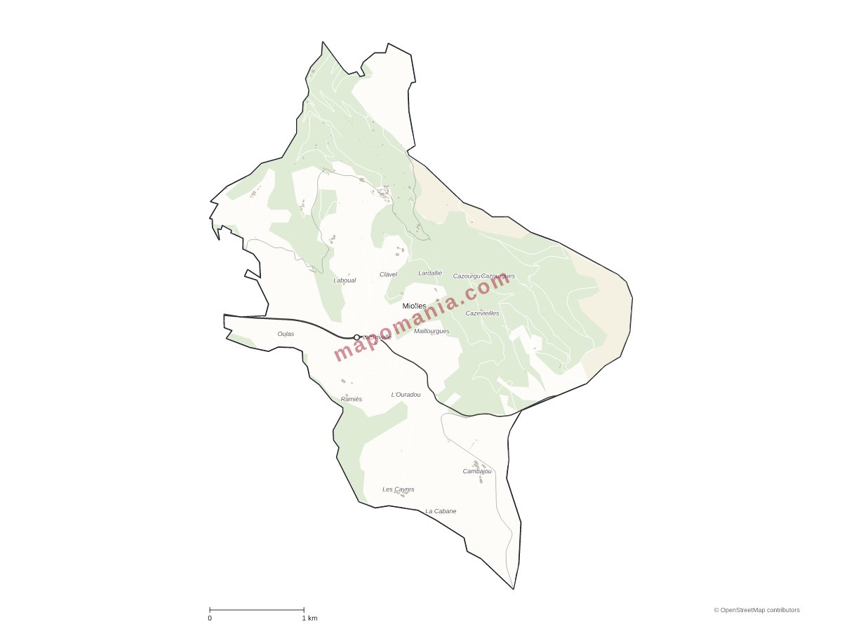 Carte de Miolles à personnaliser