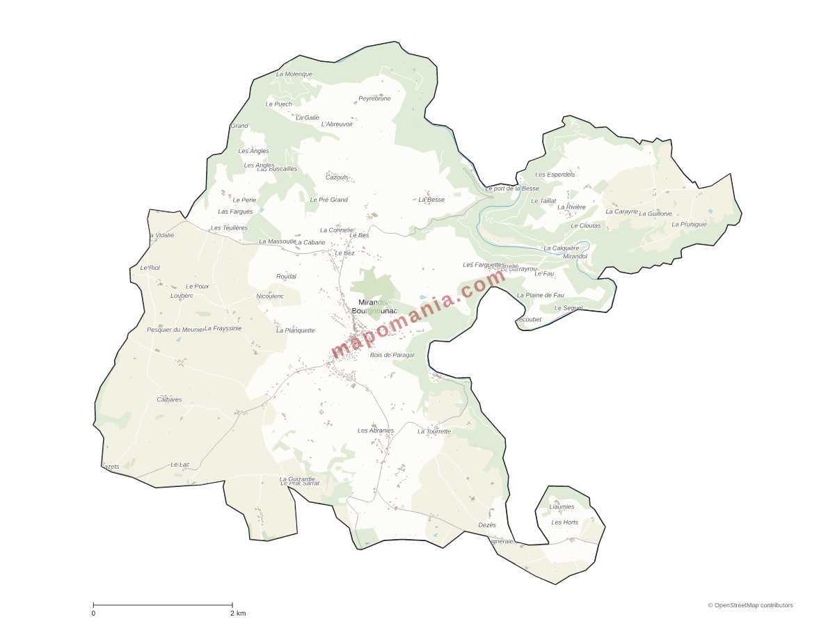 Carte de Mirandol-Bourgnounac à personnaliser