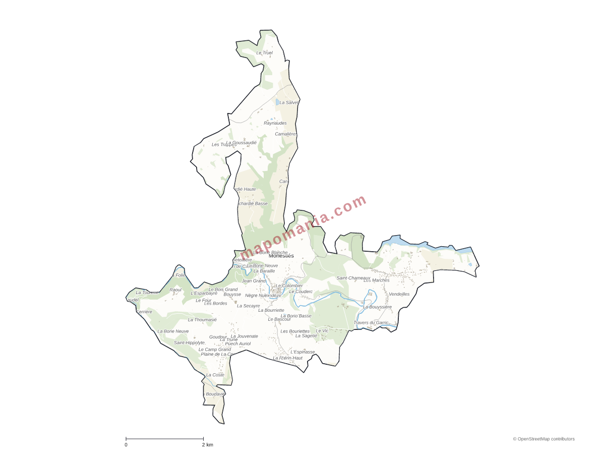 Carte de Monestiés à personnaliser
