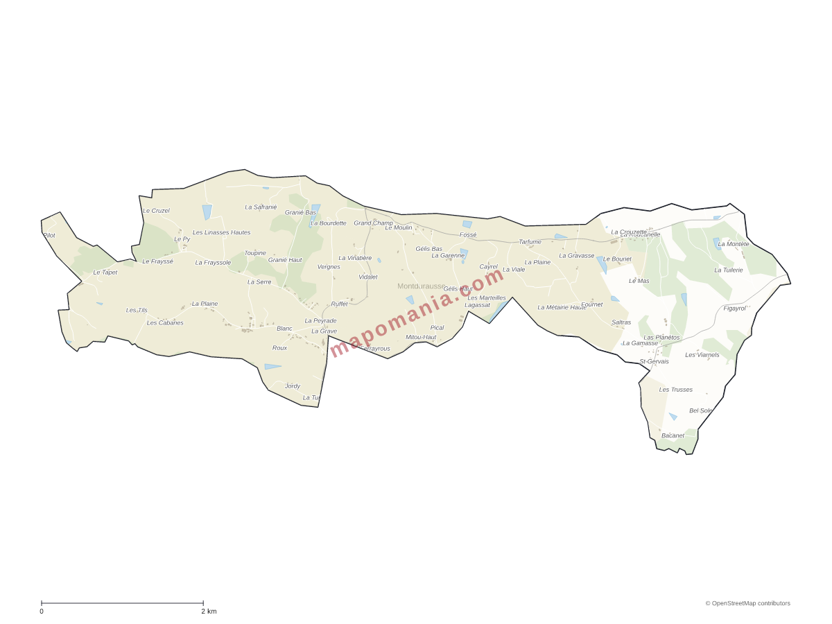 Carte de Montdurausse à personnaliser