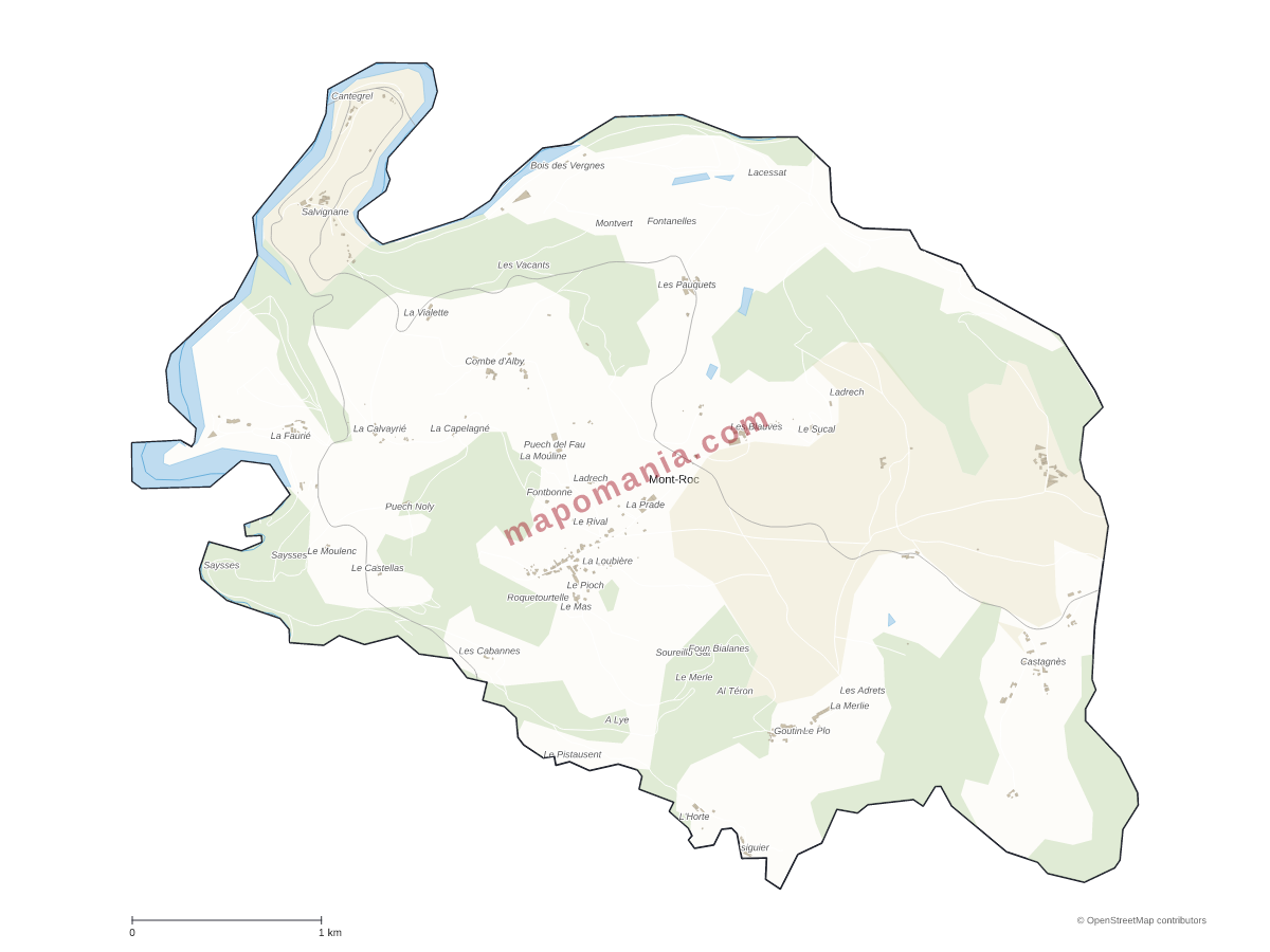 Carte de Mont-Roc à personnaliser