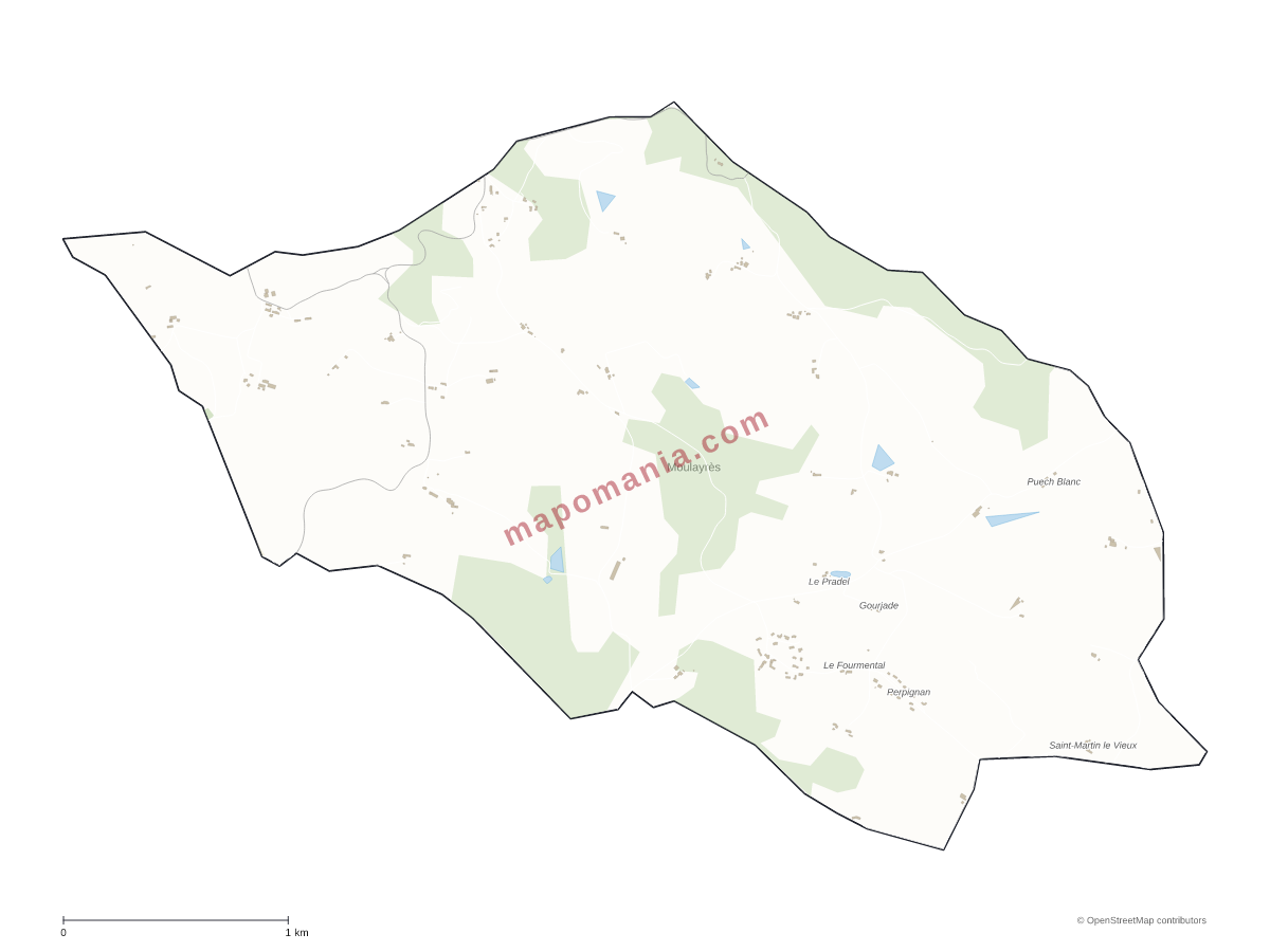 Carte de Moulayrès à personnaliser