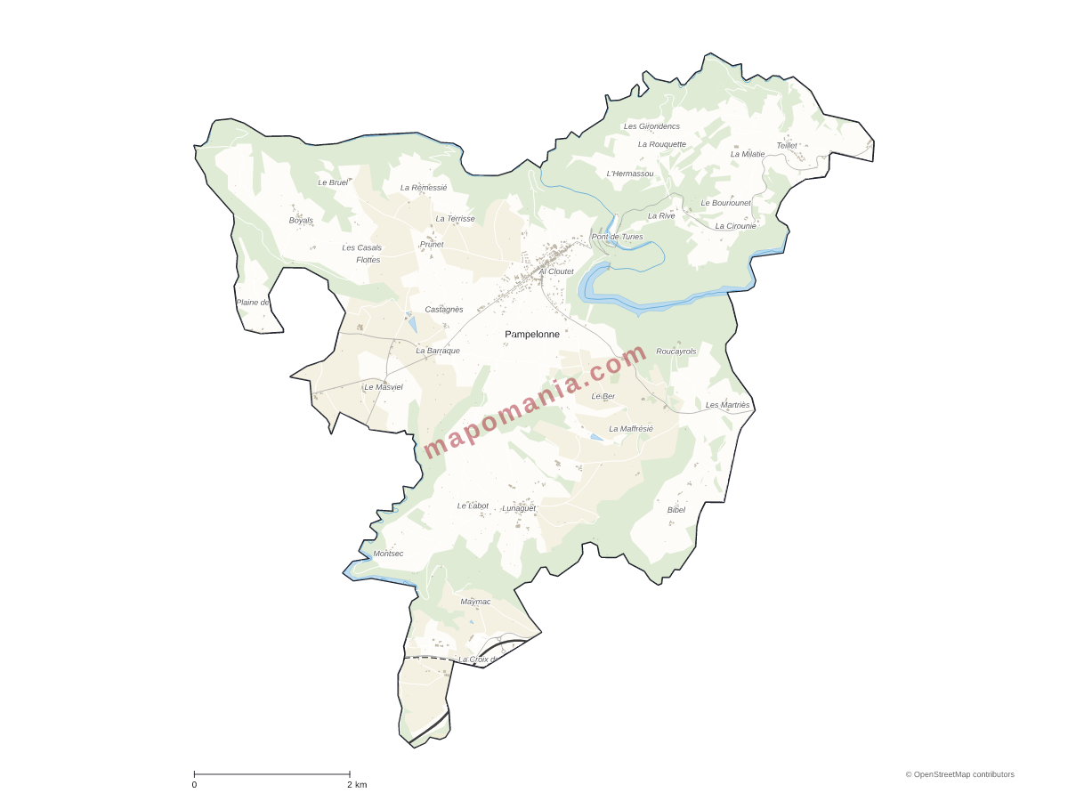 Carte de Pampelonne à personnaliser