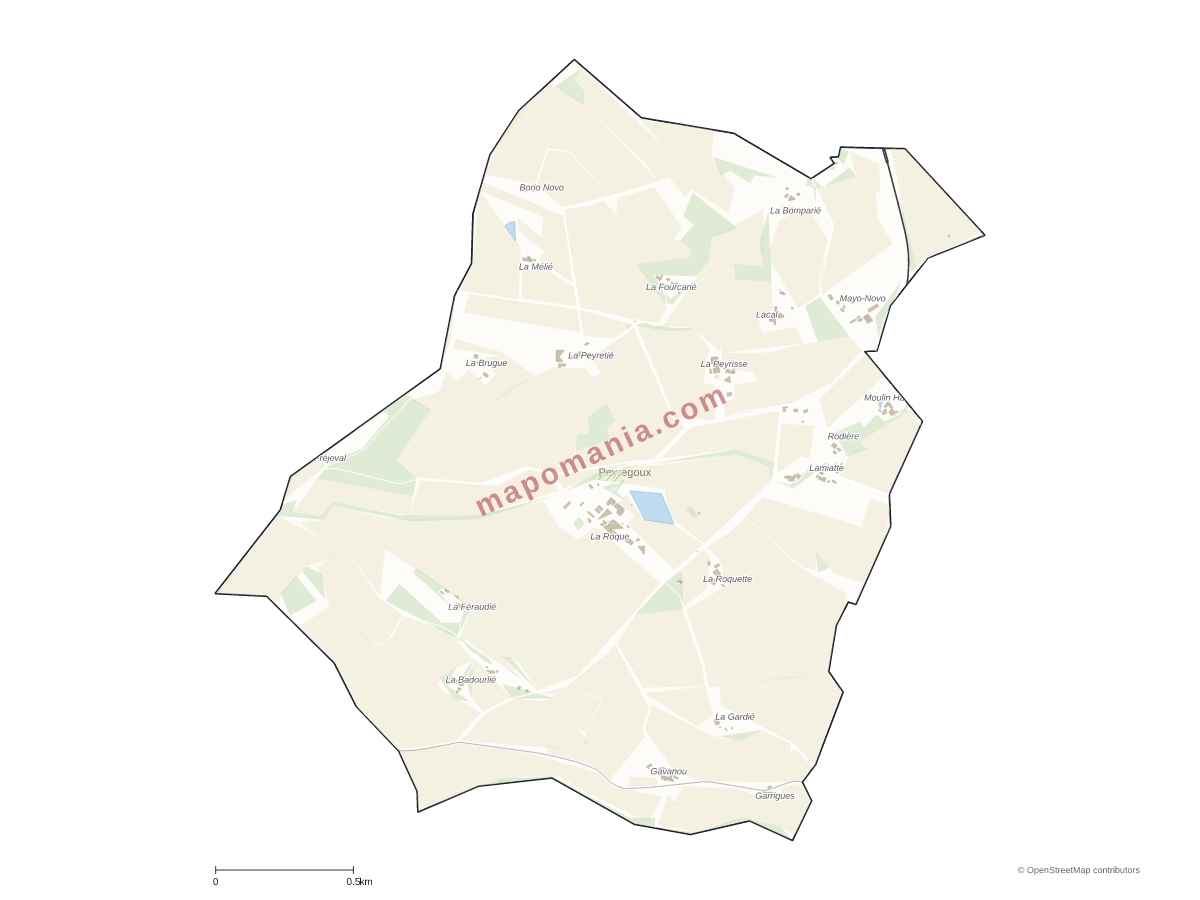 Carte de Peyregoux à personnaliser