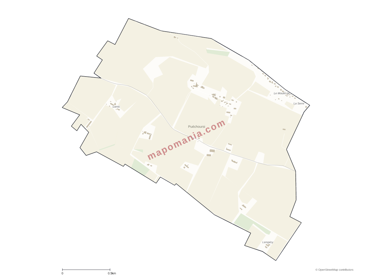 Carte de Puéchoursi à personnaliser