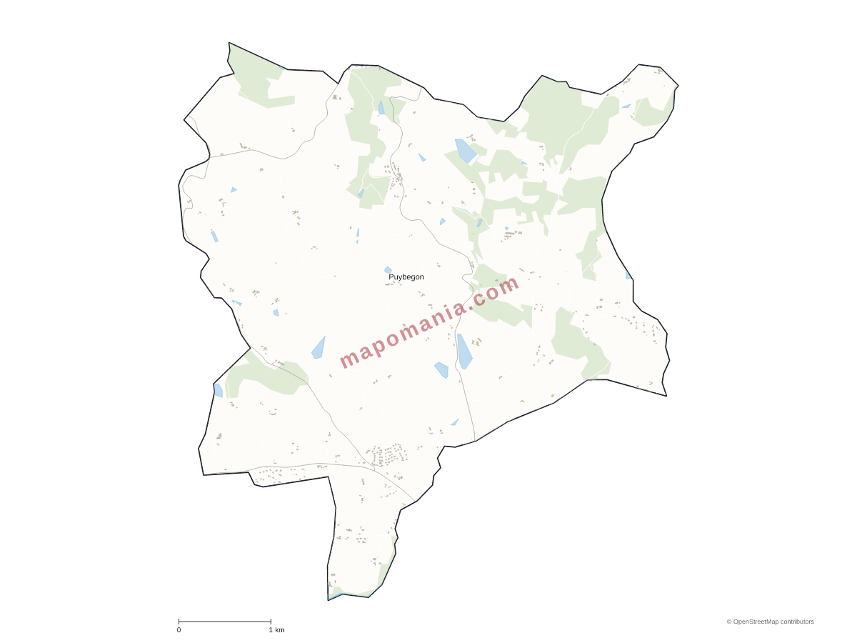 Carte de Puybegon à personnaliser