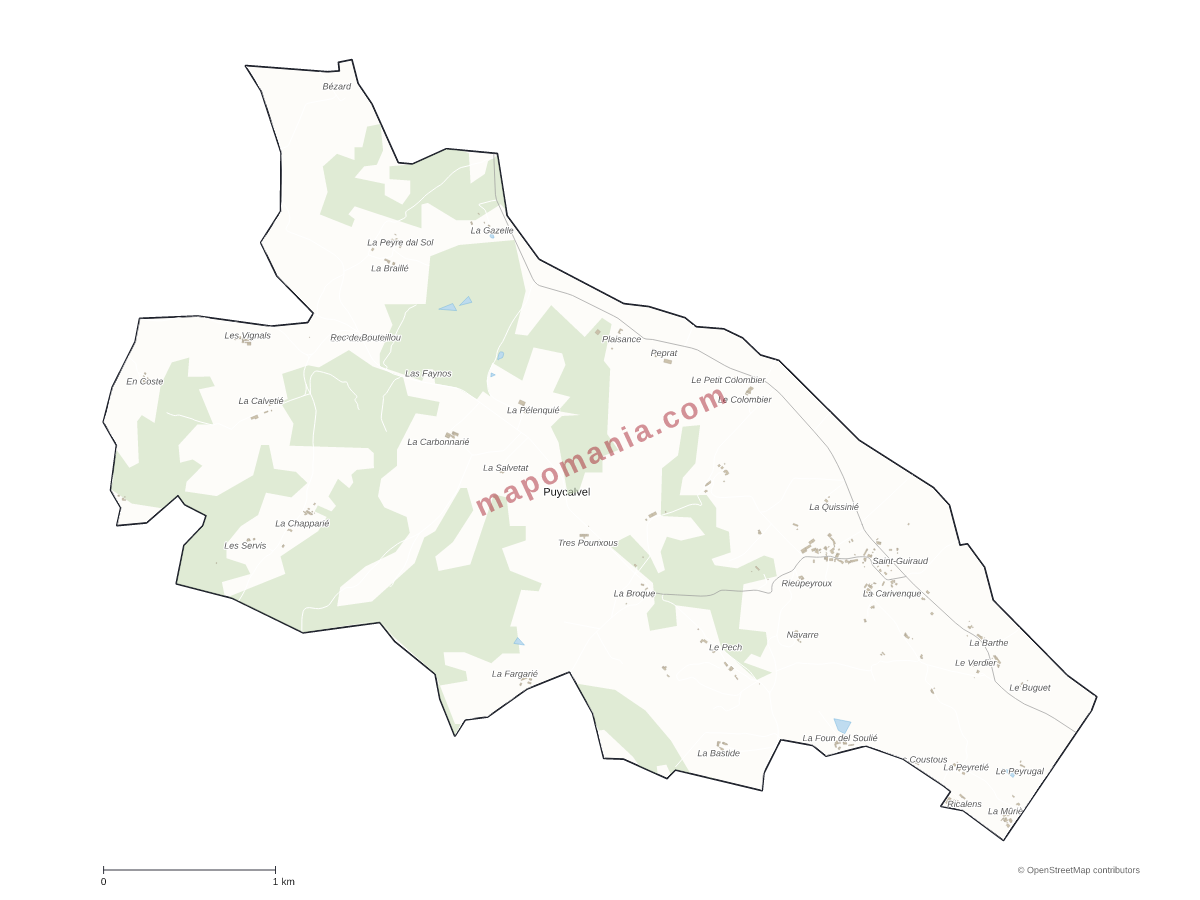 Carte de Puycalvel à personnaliser
