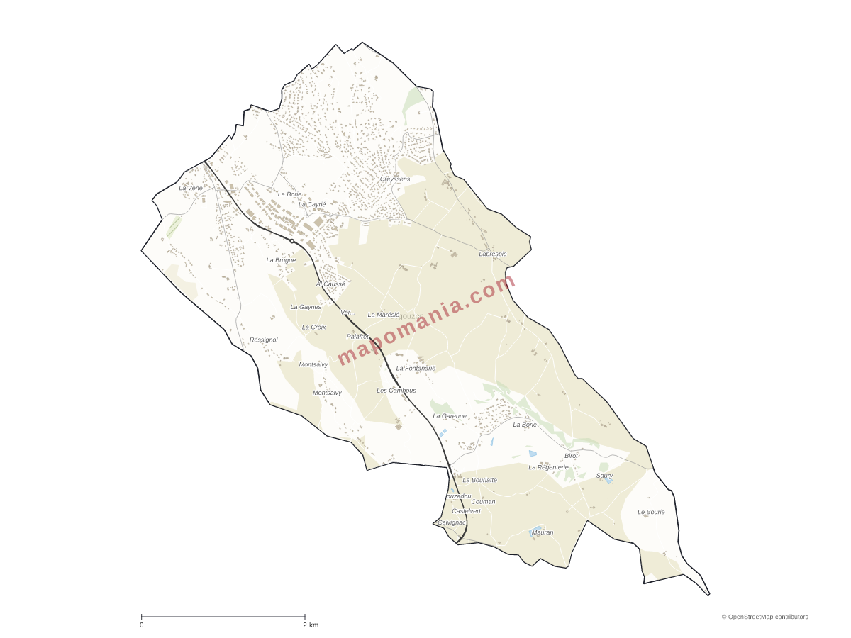 Carte de Puygouzon à personnaliser